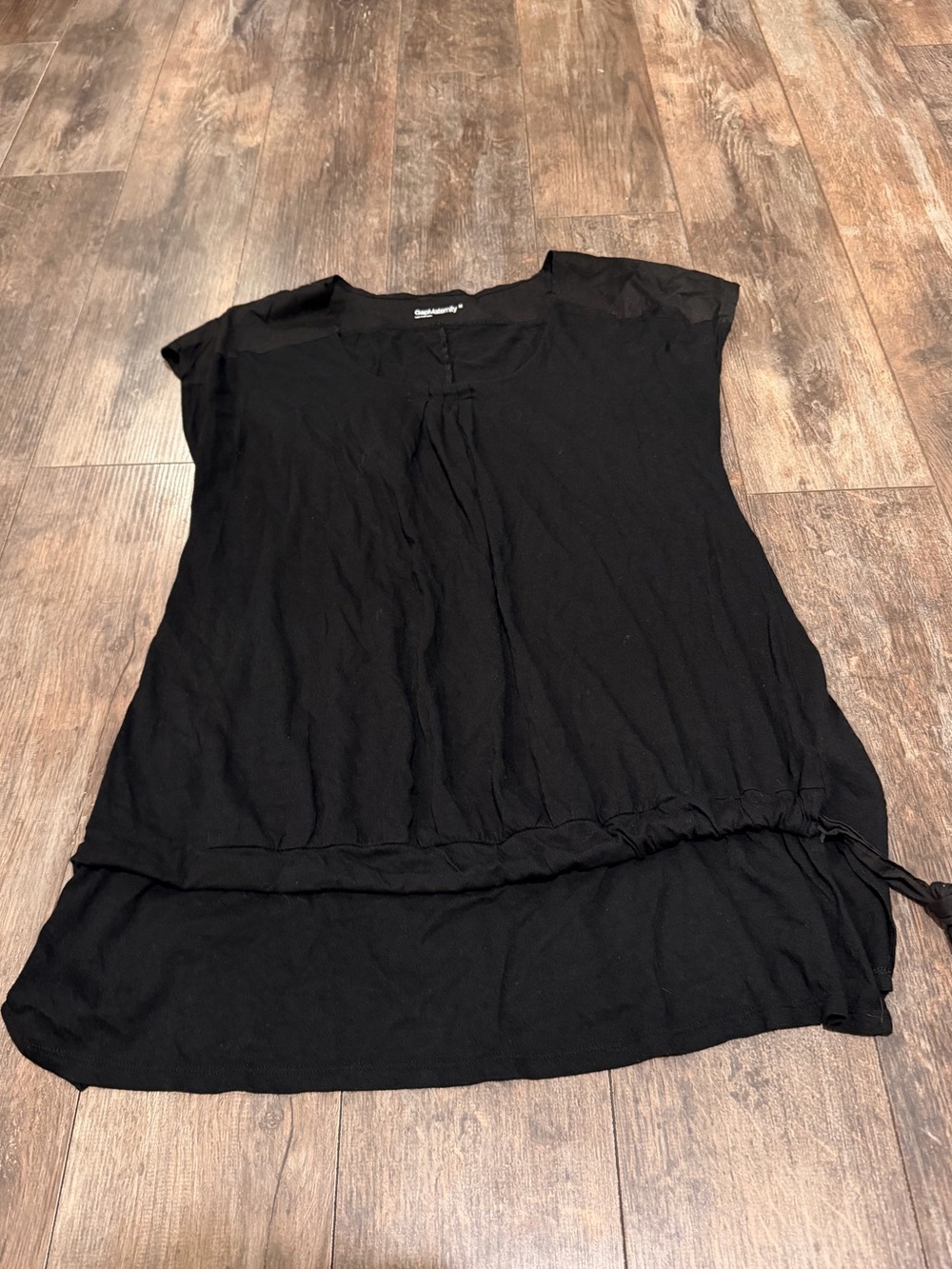 GAP Maternity Black Cap-Sleeve Tunic with Drawstring Waist
